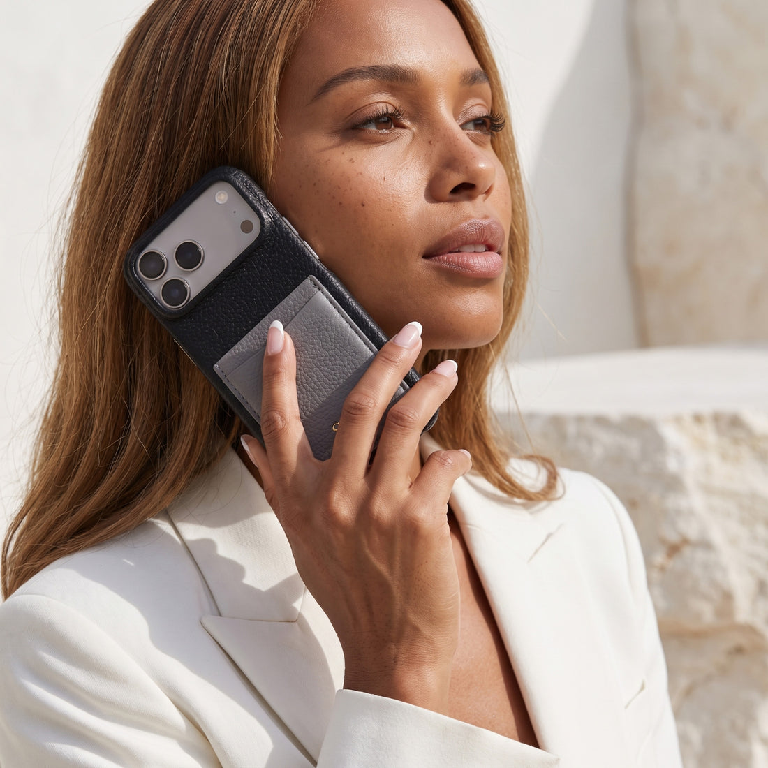 Black Personalized Leather iPhone Case with Card Holder