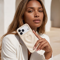 White 3D Heart Design iPhone Case