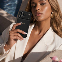 Black Personalized Leather iPhone Case
