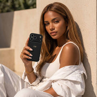 Black Personalized Leather iPhone Case