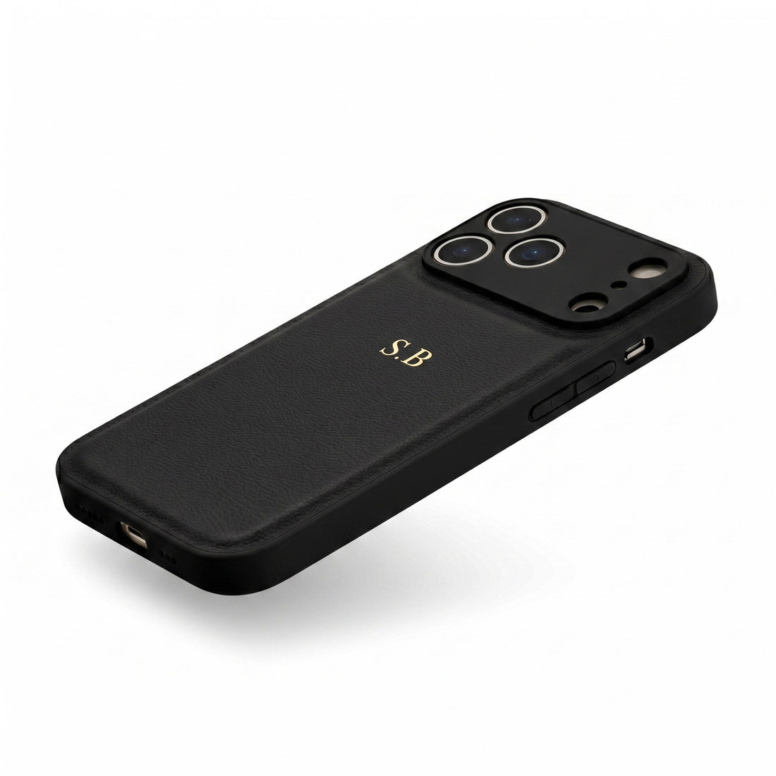 Black Personalized Leather iPhone Case