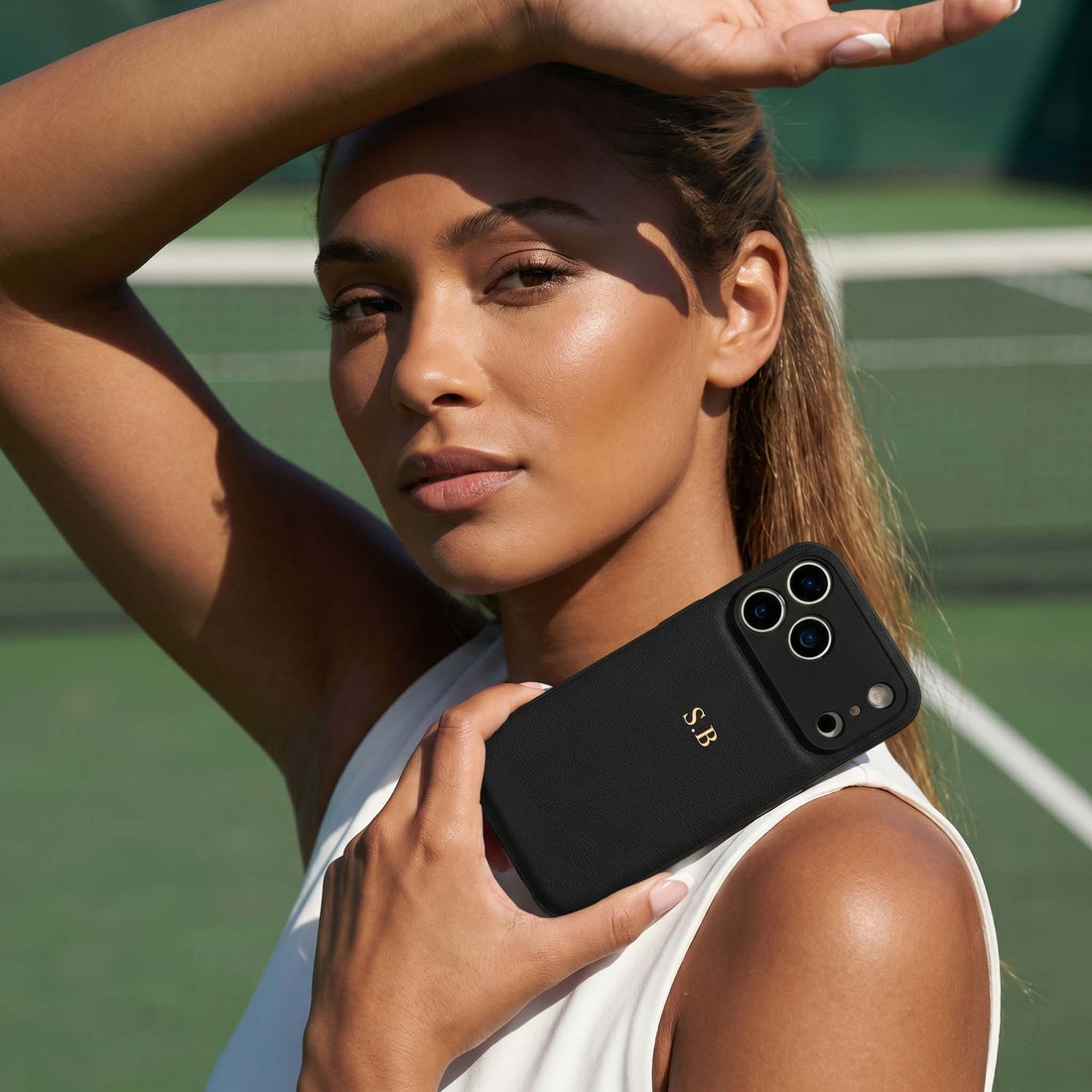 Black Personalized Leather iPhone Case