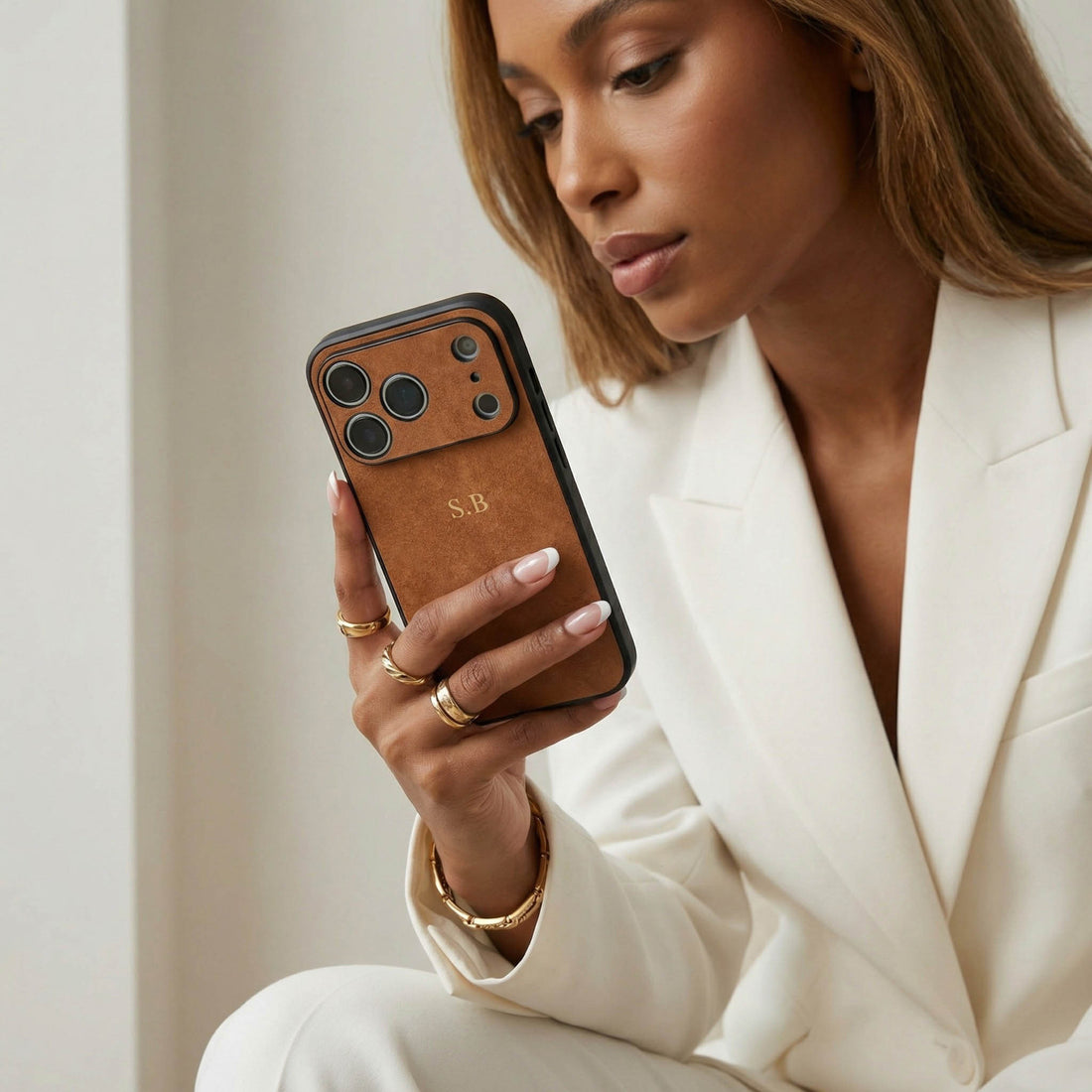 Brown Suede iPhone Case