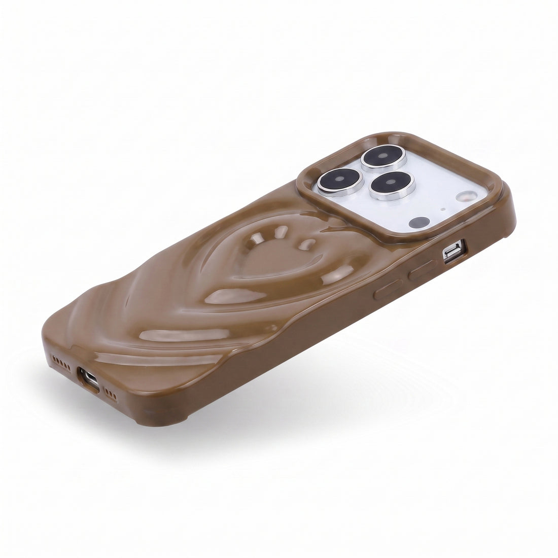 Beige 3D Heart Design iPhone Case