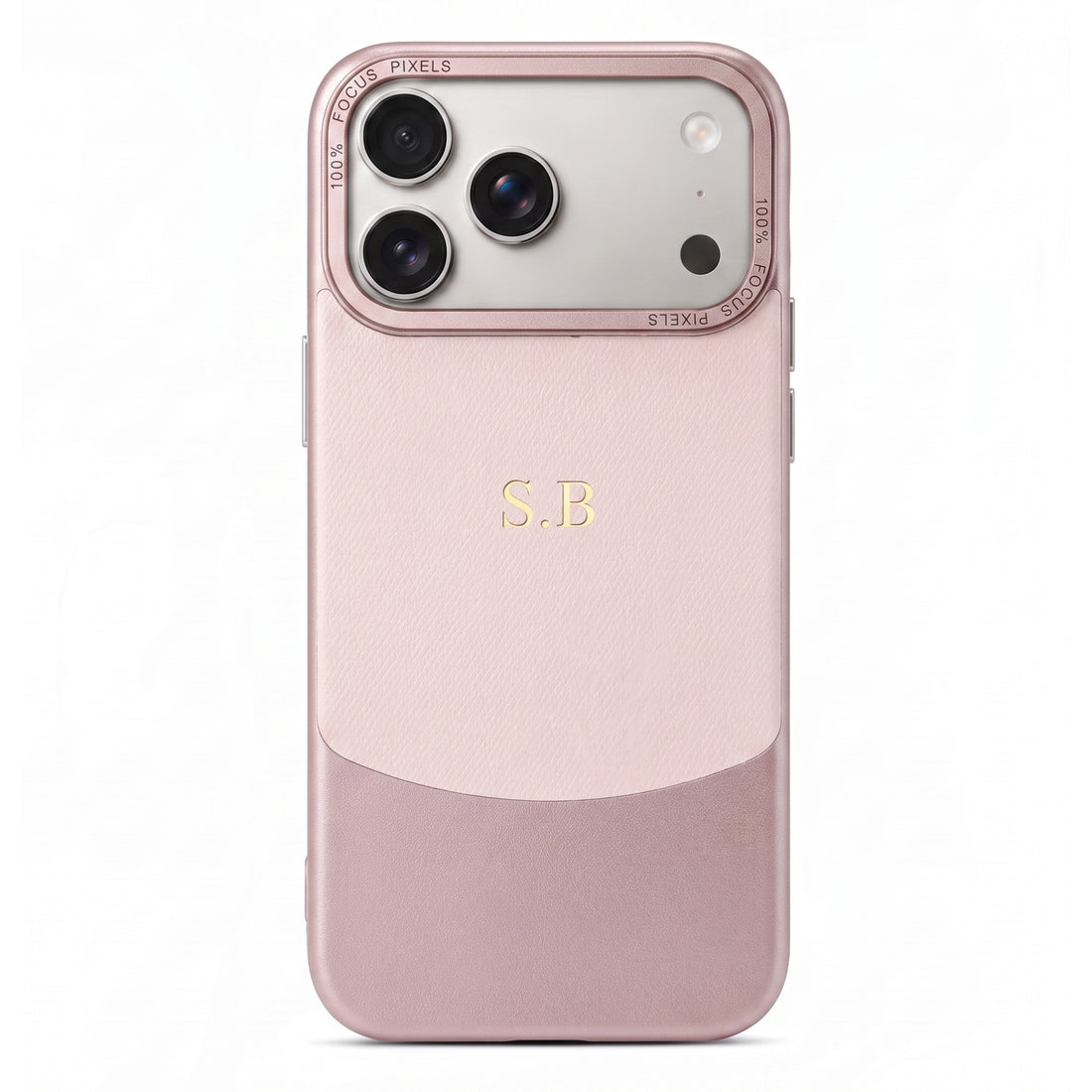 Pink Two-Tone Monogrammed Leather iPhone Case
