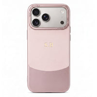 Pink Two-Tone Monogrammed Leather iPhone Case