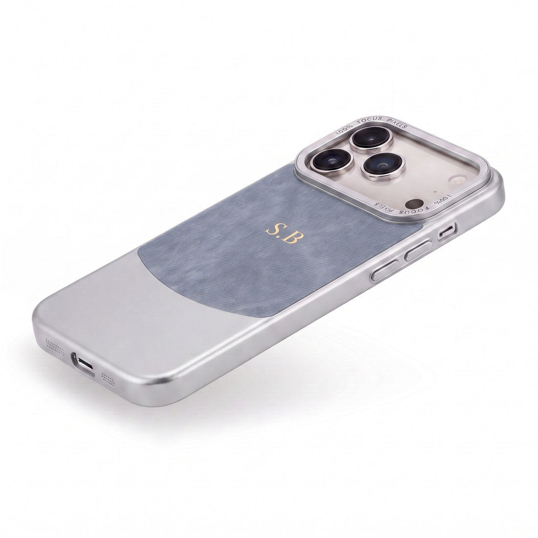 Light blue Two-Tone Monogrammed Leather iPhone Case