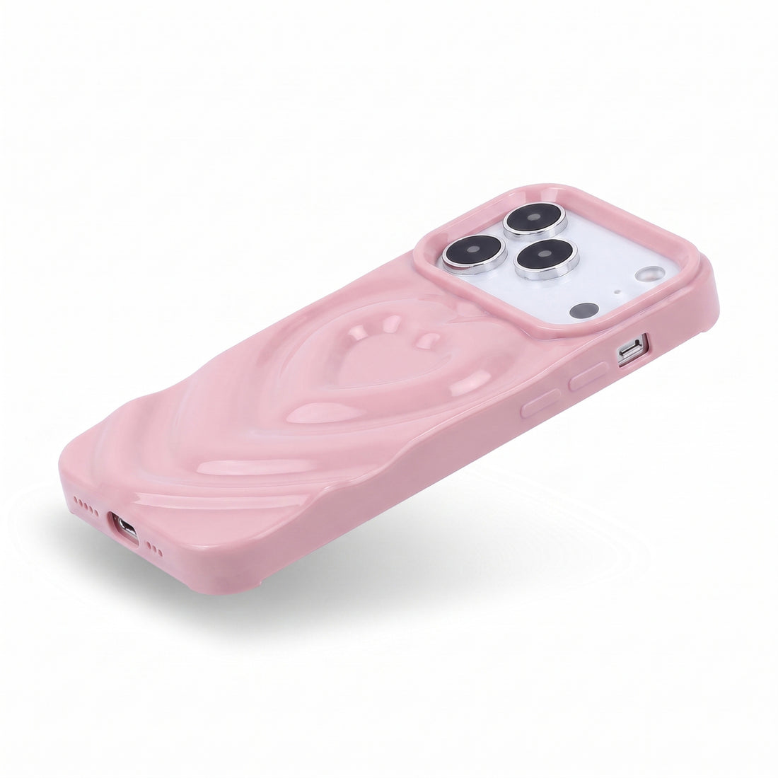 Pink 3D Heart Design iPhone Case