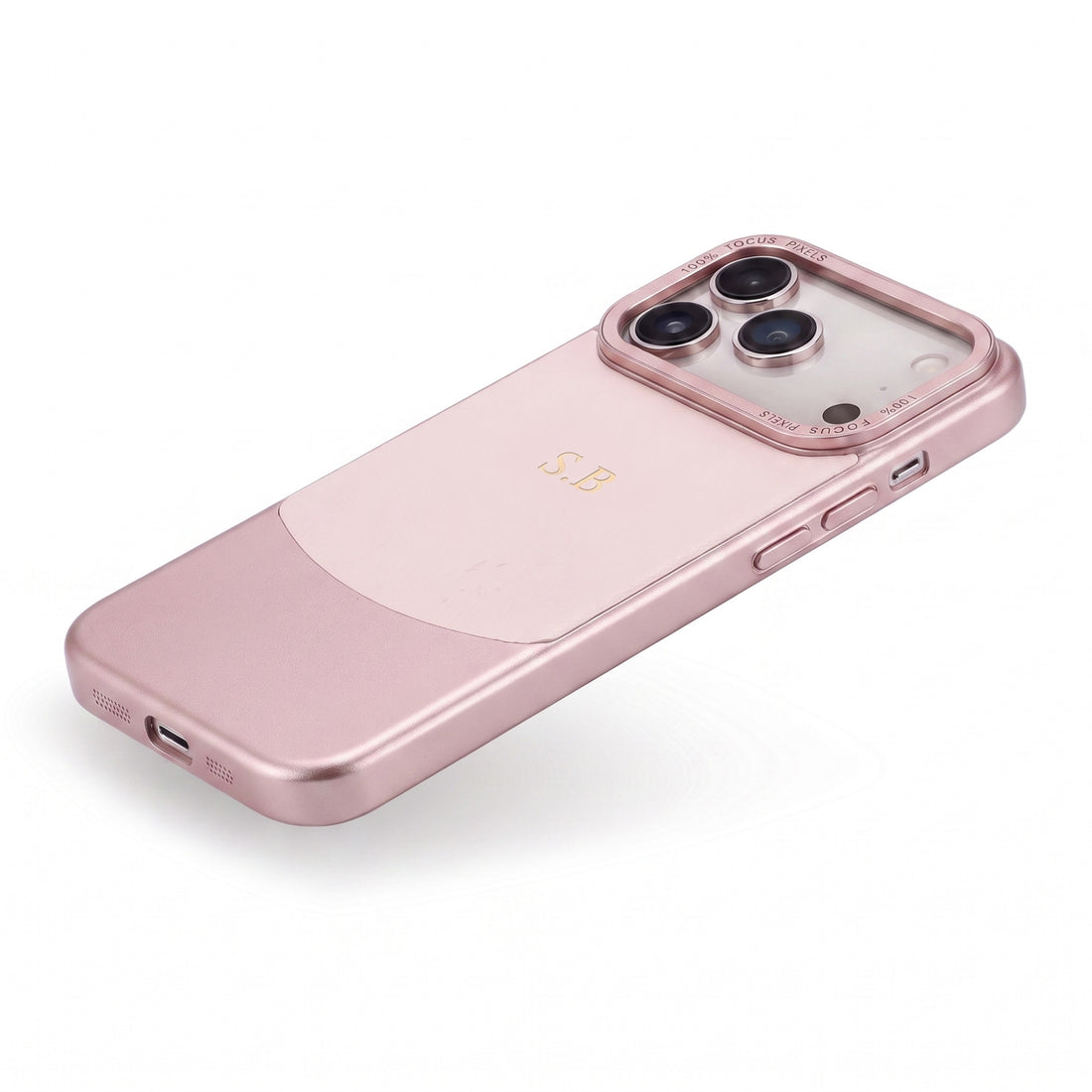 Pink Two-Tone Monogrammed Leather iPhone Case