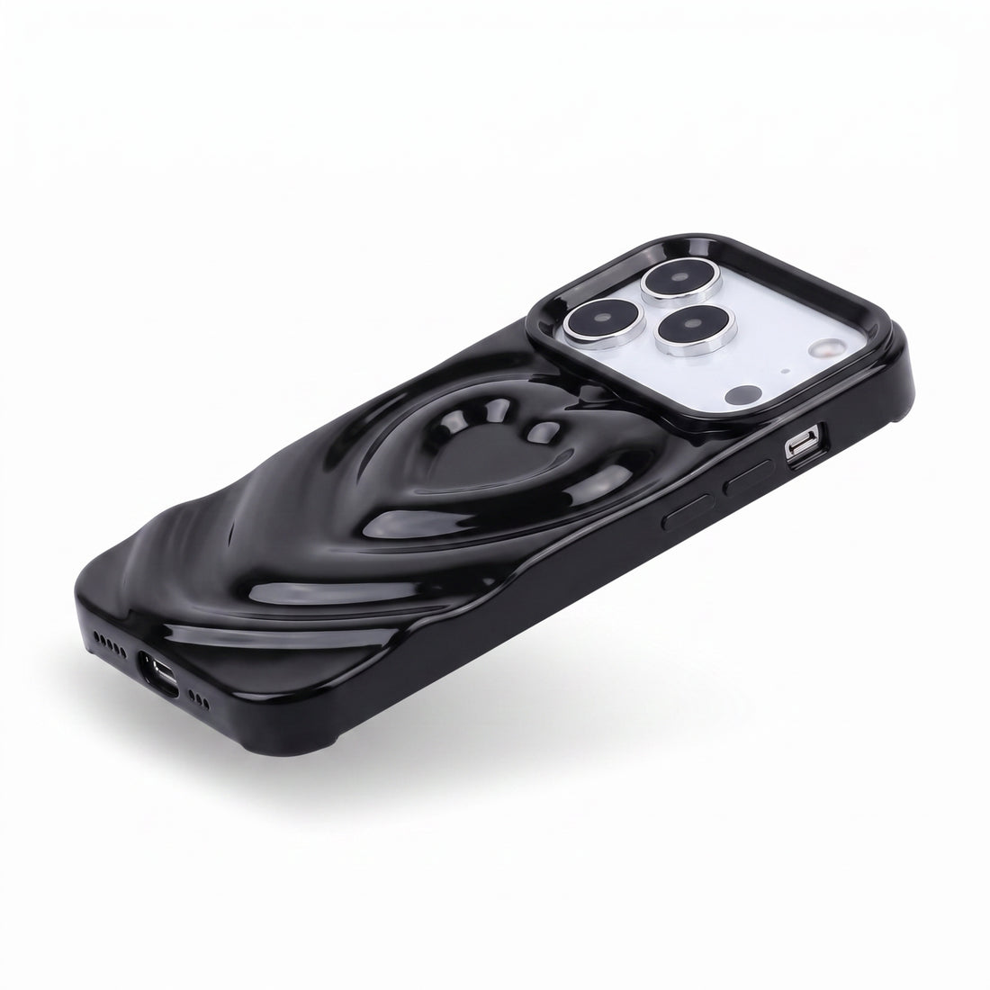 Black 3D Heart Design iPhone Case