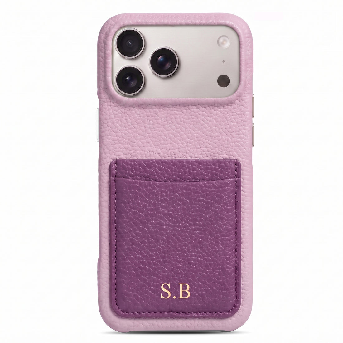 Purple Personalized Leather iPhone Case with Card Holder