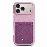 Purple Personalized Leather iPhone Case with Card Holder