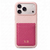Pink Personalized Leather iPhone Case with Card Holder