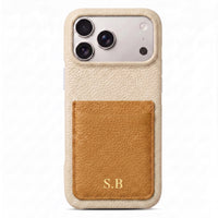 Cream Personalized Leather iPhone Case with Card Holder