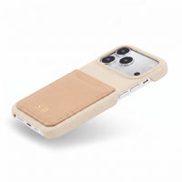 White Personalized Leather iPhone Case with Card Holder