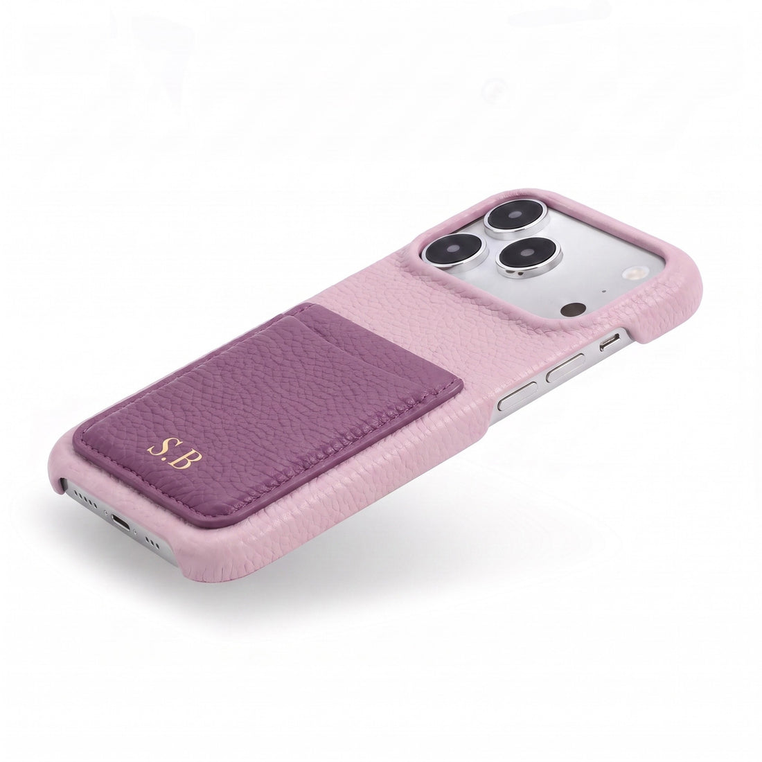Purple Personalized Leather iPhone Case with Card Holder
