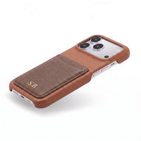 Brown Personalized Leather iPhone Case with Card Holder