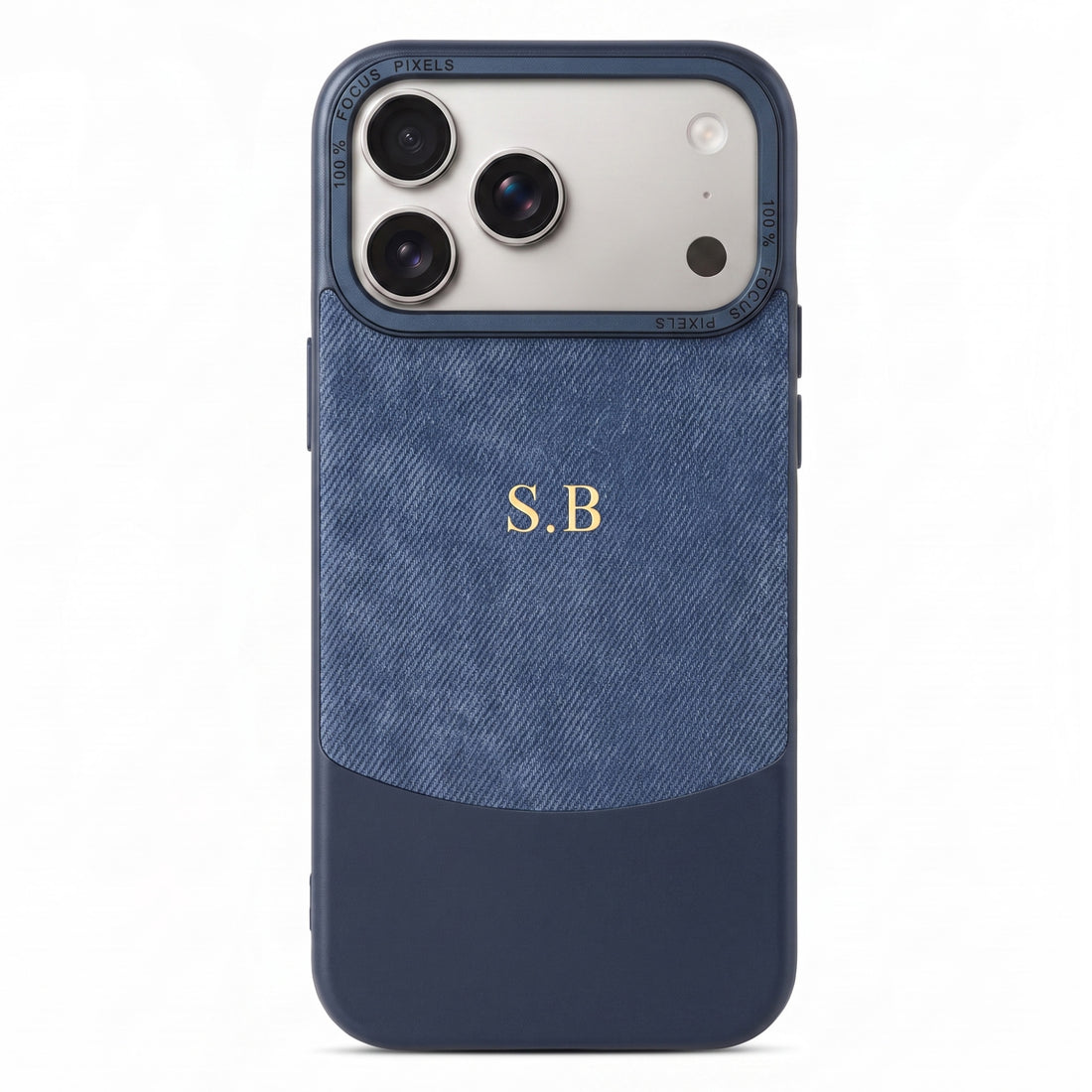 Blue Two-Tone Monogrammed Leather iPhone Case