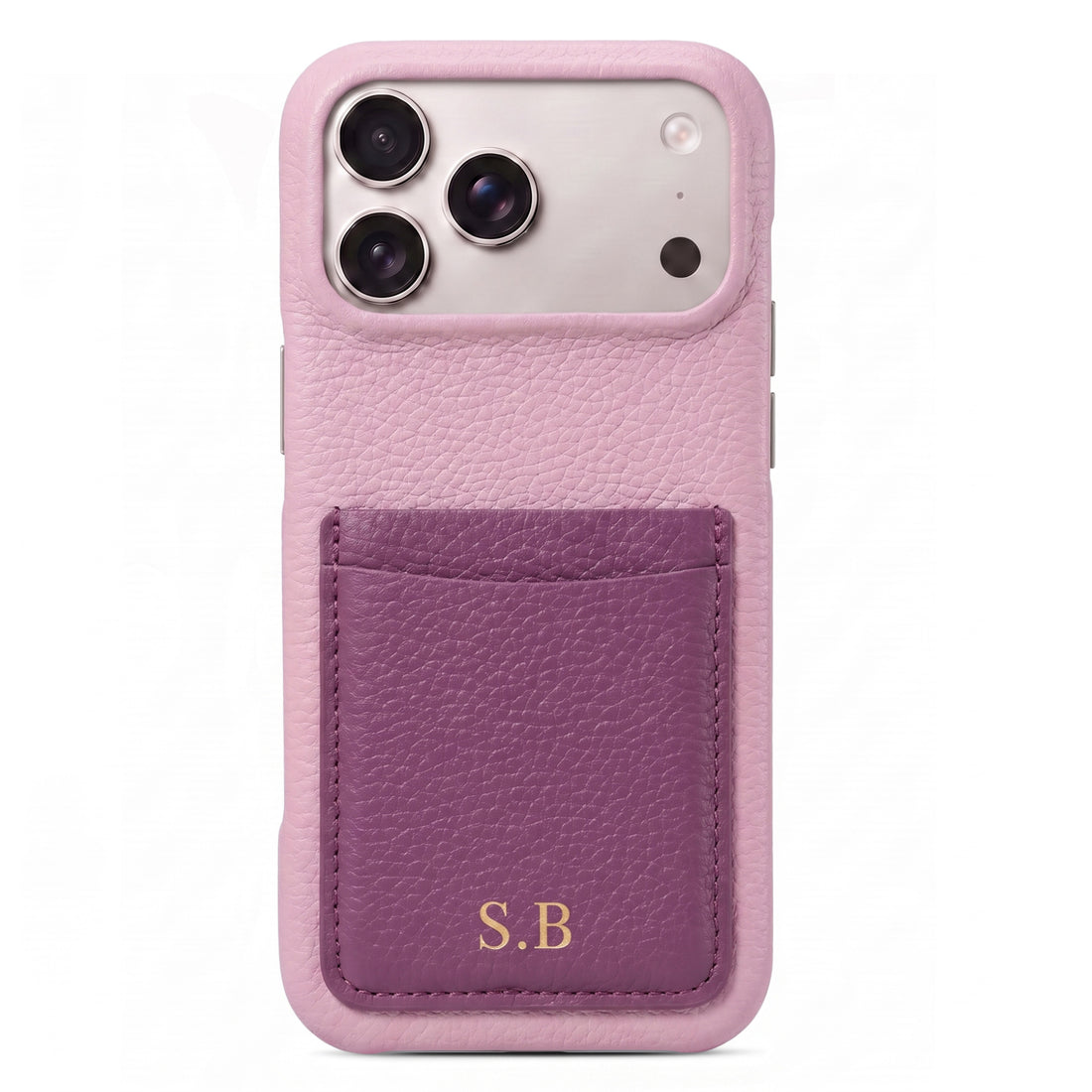 Purple Personalized Leather iPhone Case with Card Holder