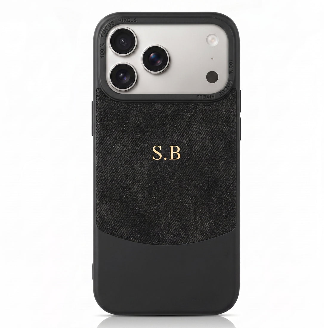 Black Two-Tone Monogrammed Leather iPhone Case