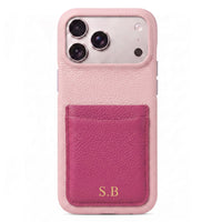 Pink Personalized Leather iPhone Case with Card Holder