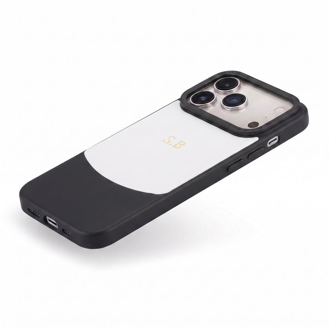 White&Black Two-Tone Monogrammed Leather iPhone Case