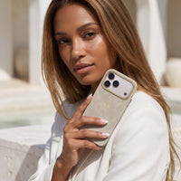 Light green Two-Tone Monogrammed Leather iPhone Case