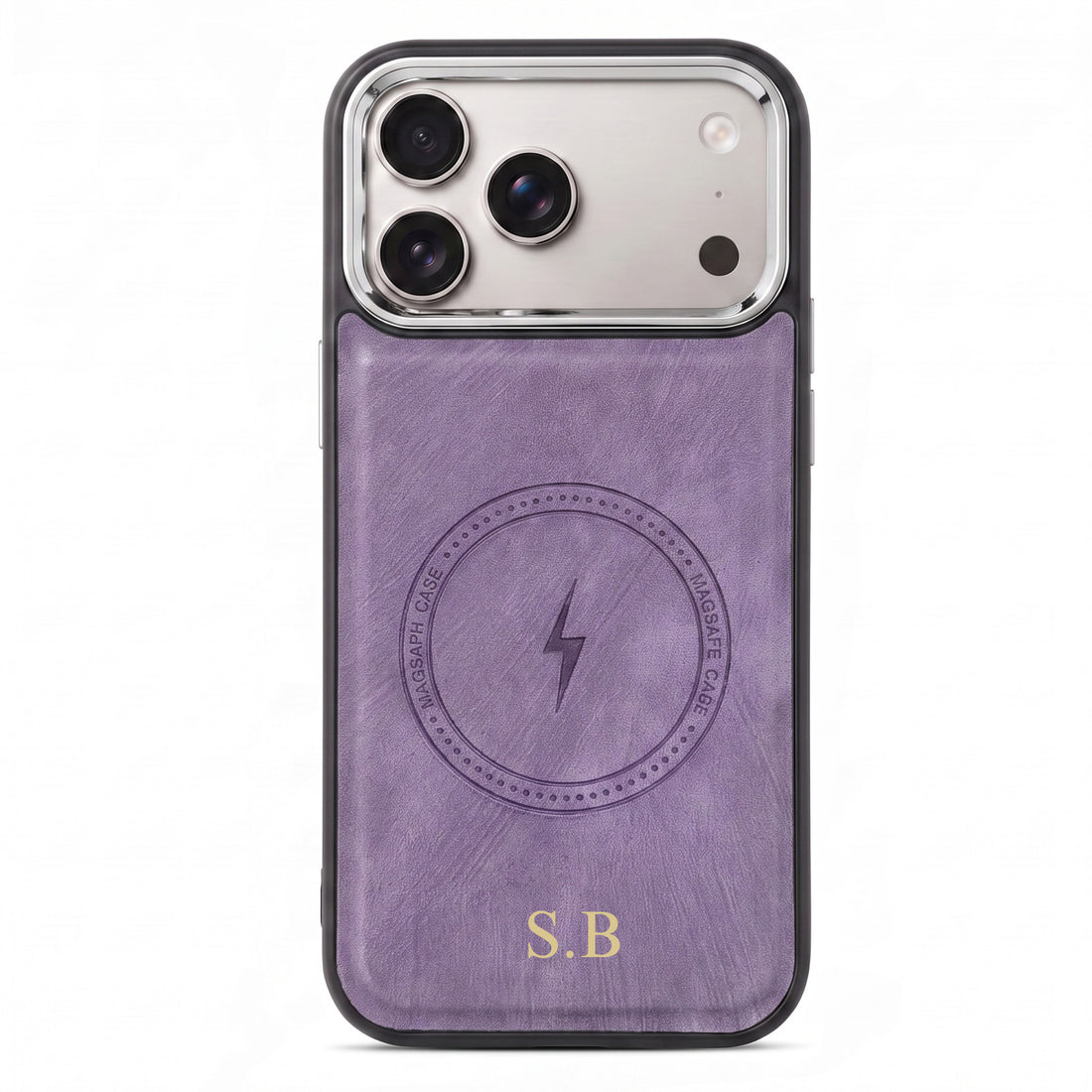 Purple Wireless Charge Monogram Leather iPhone Case