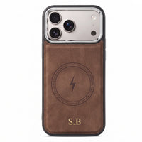 Brown Wireless Charge Monogram Leather iPhone Case