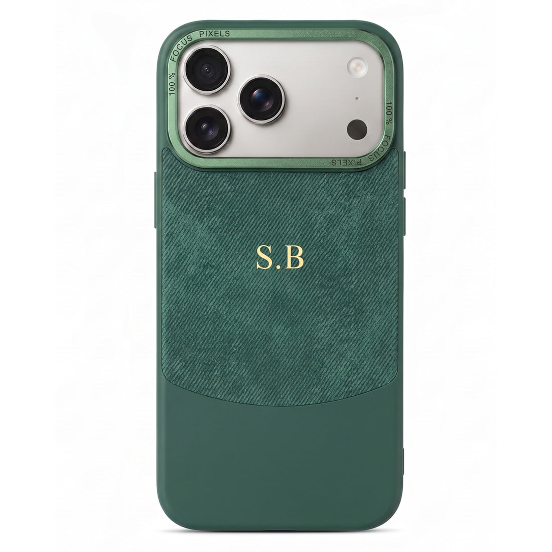 Green Two-Tone Monogrammed Leather iPhone Case