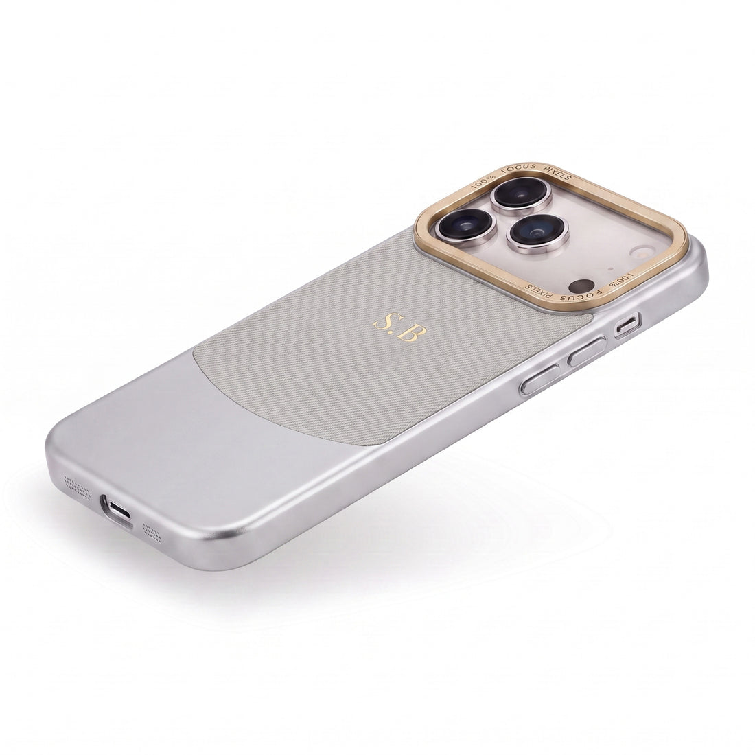 Gray Two-Tone Monogrammed Leather iPhone Case