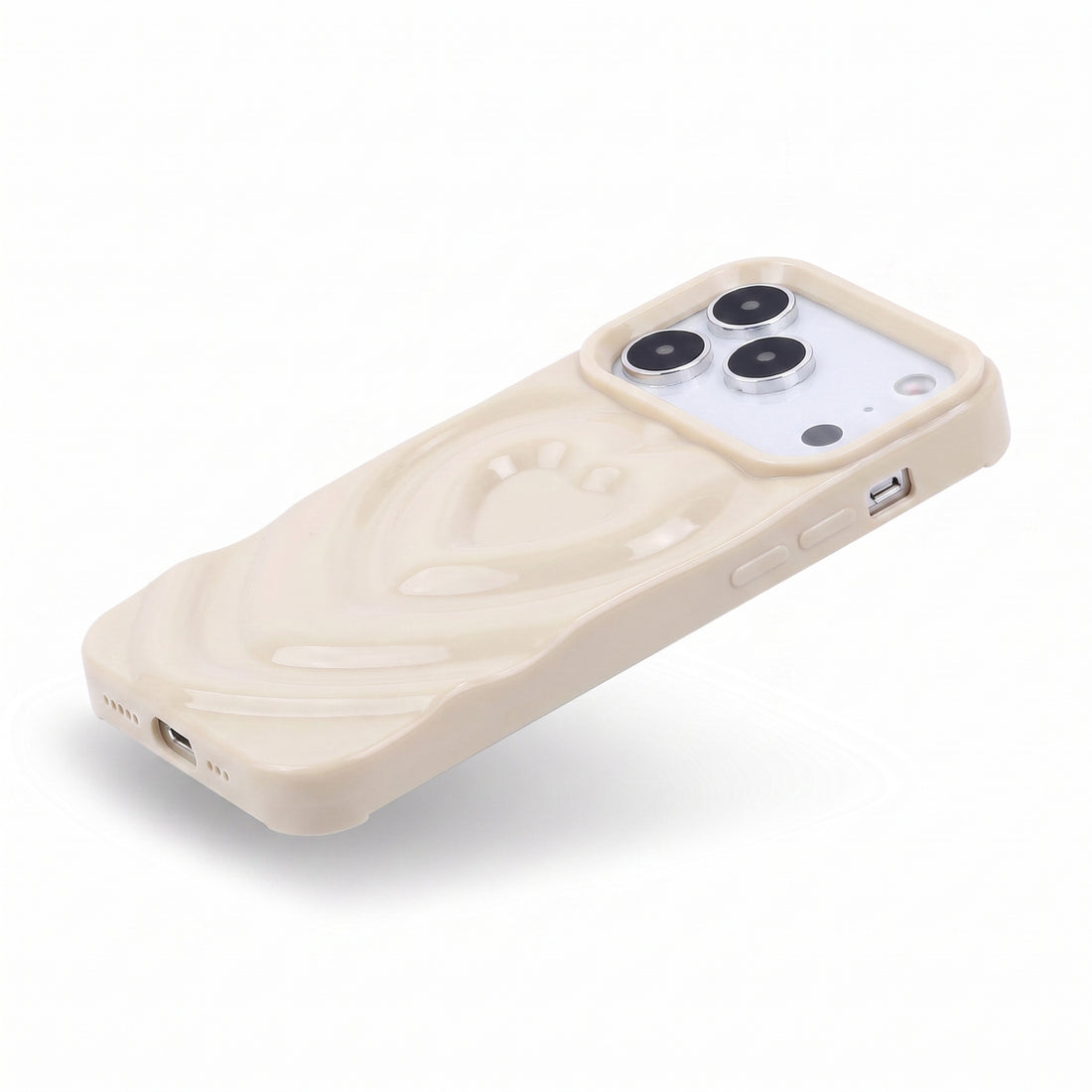 White 3D Heart Design iPhone Case