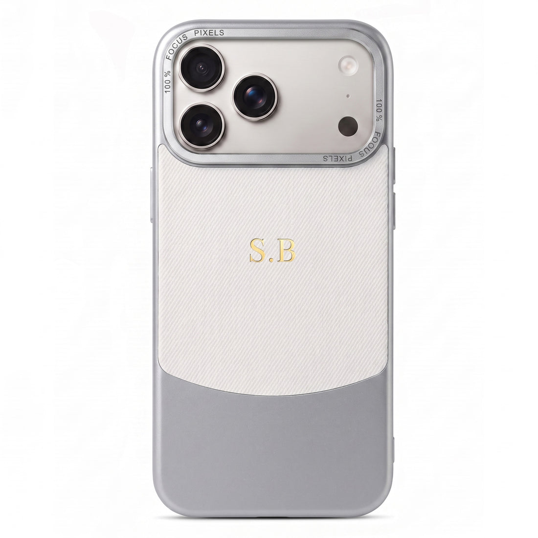 White Two-Tone Monogrammed Leather iPhone Case