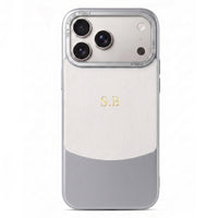 White Two-Tone Monogrammed Leather iPhone Case