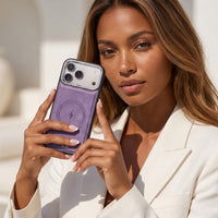 Purple Wireless Charge Monogram Leather iPhone Case