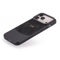 Black Two-Tone Monogrammed Leather iPhone Case