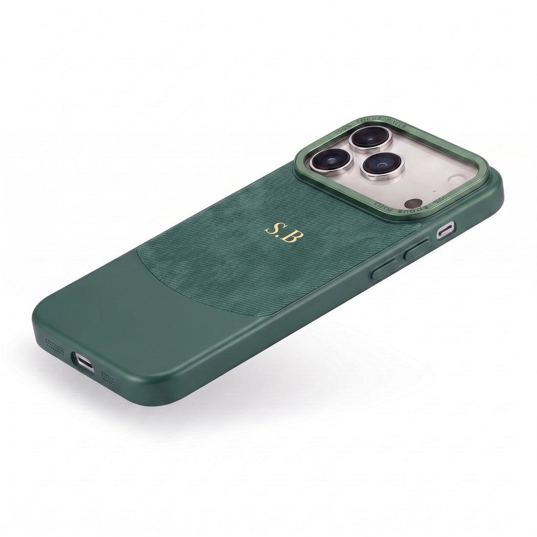Green Two-Tone Monogrammed Leather iPhone Case