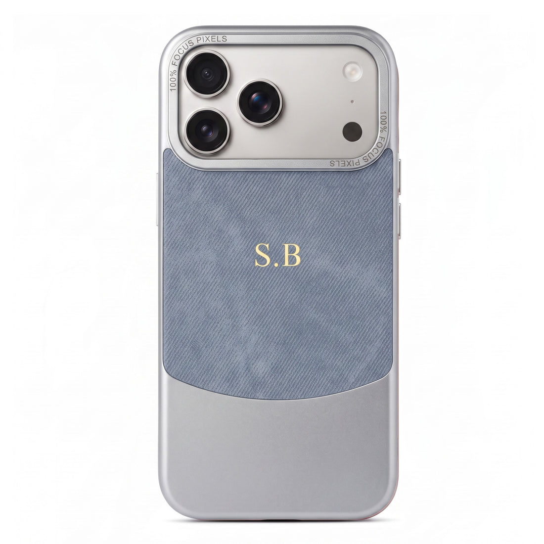 Light blue Two-Tone Monogrammed Leather iPhone Case