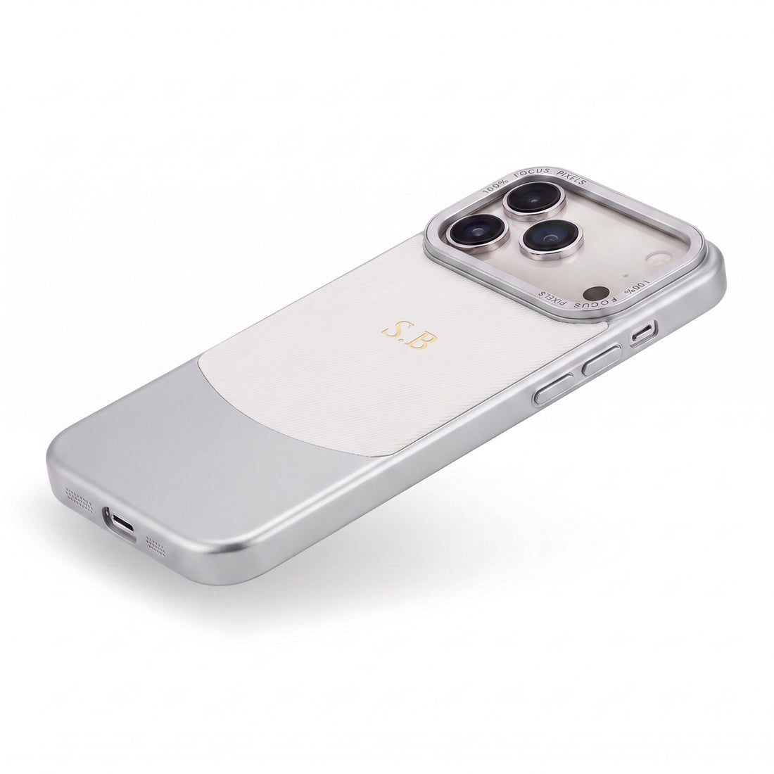 White Two-Tone Monogrammed Leather iPhone Case