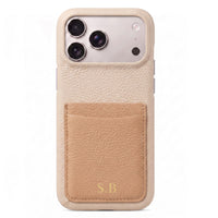 White Personalized Leather iPhone Case with Card Holder