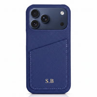 Blue Card Holder Leather iPhone Case