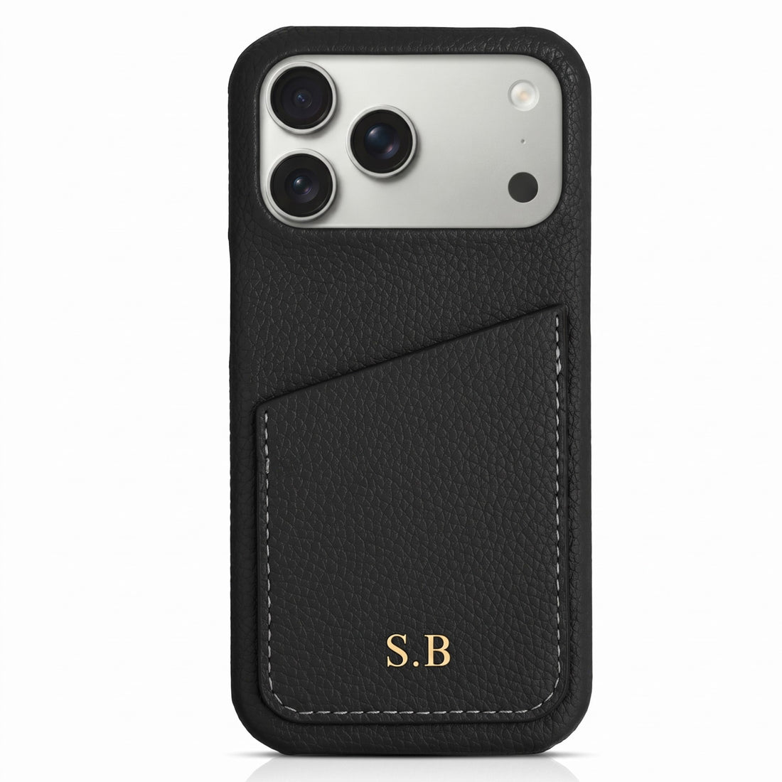 Black Card Holder Leather iPhone Case