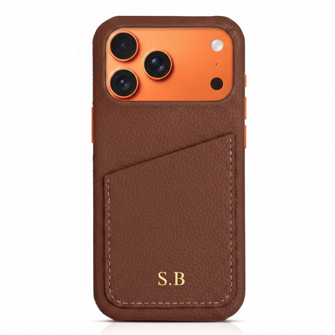 Dark Brown Card Holder Leather iPhone Case