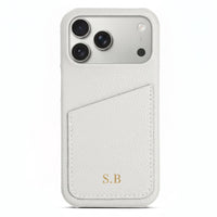 White Card Holder Leather iPhone Case