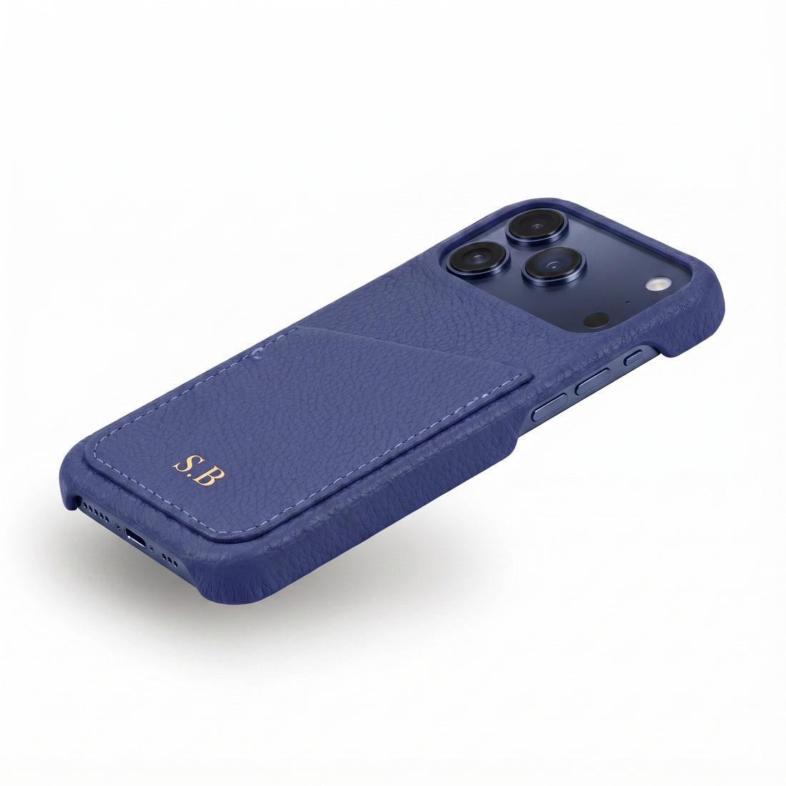 Blue Card Holder Leather iPhone Case