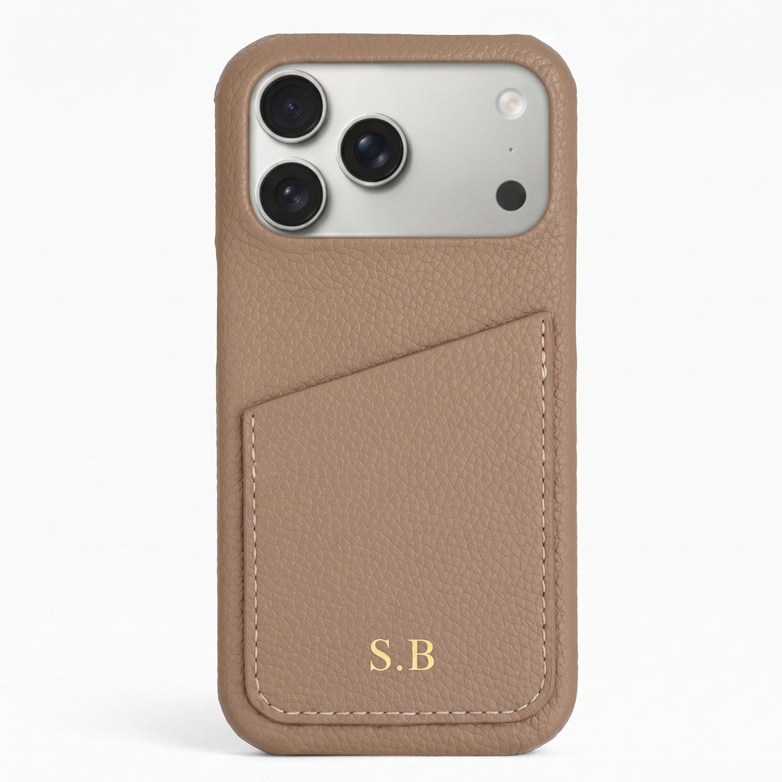 Beige Card Holder Leather iPhone Case
