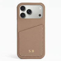 Beige Card Holder Leather iPhone Case