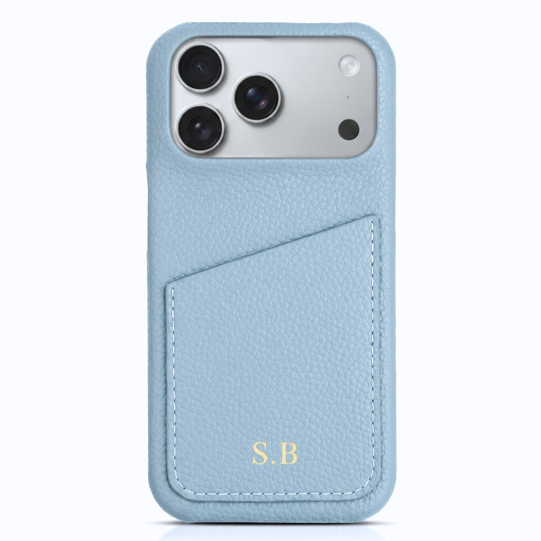 Light Blue Card Holder Leather iPhone Case