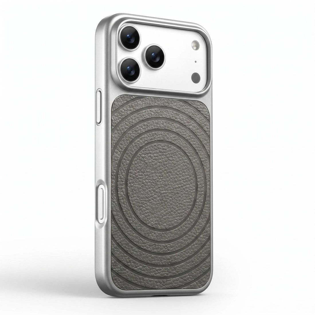 Gray Personalized Magnetic iPhone Case With Leather