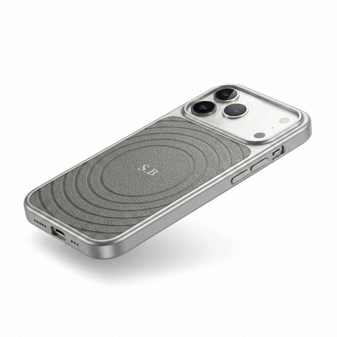 Gray Personalized Magnetic iPhone Case With Leather